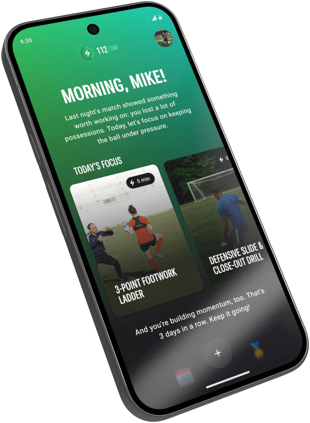 The Grinta app on a phone.